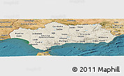 Shaded Relief Panoramic Map of Andalucia, satellite outside