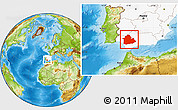 Physical Location Map of Sevilla, highlighted country