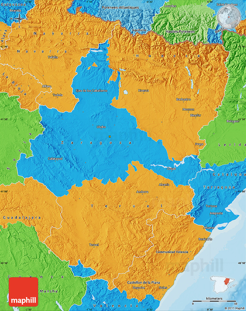 Political Map of Aragón