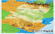 Physical Panoramic Map of Aragón, political outside