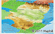 Physical Panoramic Map of Aragón, political shades outside