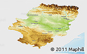 Physical Panoramic Map of Aragón, single color outside
