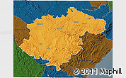Political 3D Map of Teruel, darken