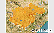 Political 3D Map of Teruel, satellite outside