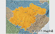 Political 3D Map of Teruel, semi-desaturated