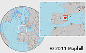 Gray Location Map of Teruel, within the entire country