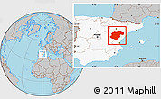 Gray Location Map of Teruel, highlighted country