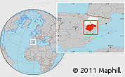 Gray Location Map of Teruel, highlighted parent region