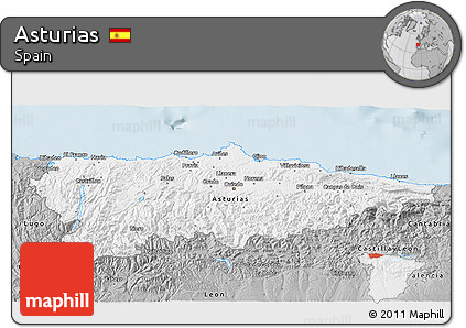 Gray 3D Map of Asturias