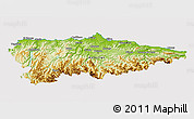 Physical 3D Map of Asturias, cropped outside