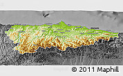 Physical 3D Map of Asturias, darken, desaturated