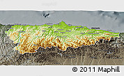Physical 3D Map of Asturias, darken, semi-desaturated