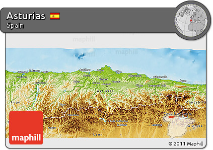 Physical 3D Map of Asturias