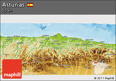 Physical 3D Map of Asturias