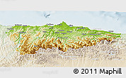 Physical 3D Map of Asturias, lighten