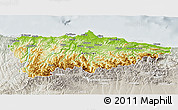 Physical 3D Map of Asturias, lighten, semi-desaturated