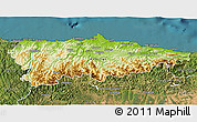 Physical 3D Map of Asturias, satellite outside