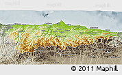 Physical 3D Map of Asturias, semi-desaturated