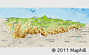 Physical 3D Map of Asturias, shaded relief outside