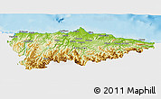 Physical 3D Map of Asturias, single color outside