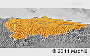 Political 3D Map of Asturias, desaturated