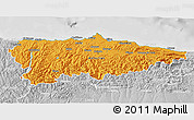 Political 3D Map of Asturias, lighten, desaturated