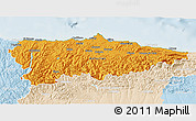 Political 3D Map of Asturias, lighten