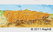 Political 3D Map of Asturias, physical outside