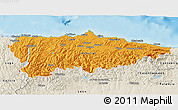 Political 3D Map of Asturias, shaded relief outside