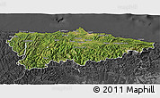 Satellite 3D Map of Asturias, darken, desaturated
