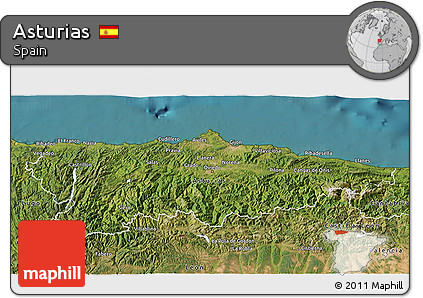 Satellite 3D Map of Asturias