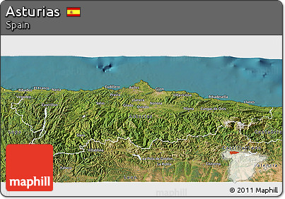 Satellite 3D Map of Asturias