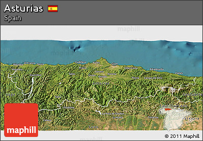 Satellite 3D Map of Asturias