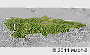 Satellite 3D Map of Asturias, lighten, desaturated