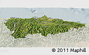 Satellite 3D Map of Asturias, lighten
