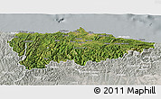 Satellite 3D Map of Asturias, lighten, semi-desaturated