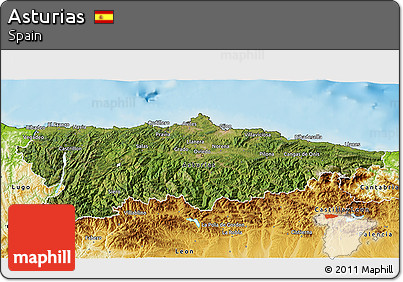 Satellite 3D Map of Asturias, physical outside