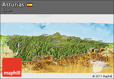 Satellite 3D Map of Asturias, physical outside