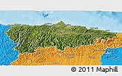 Satellite 3D Map of Asturias, political outside