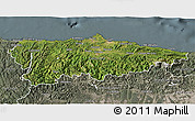 Satellite 3D Map of Asturias, semi-desaturated