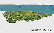 Satellite 3D Map of Asturias, single color outside