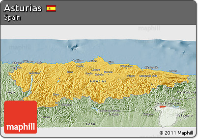 Savanna Style 3D Map of Asturias