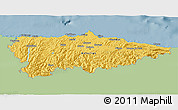Savanna Style 3D Map of Asturias, single color outside