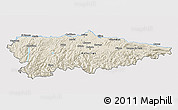 Shaded Relief 3D Map of Asturias, cropped outside