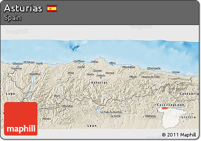 Shaded Relief 3D Map of Asturias