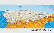 Shaded Relief 3D Map of Asturias, political outside