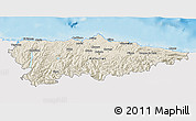 Shaded Relief 3D Map of Asturias, single color outside