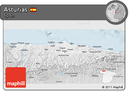 Silver Style 3D Map of Asturias