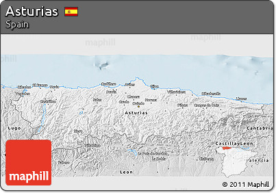 Silver Style 3D Map of Asturias