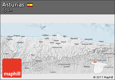 Silver Style 3D Map of Asturias